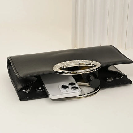 حقيبة كف صلبة بمقبض علوي لامع