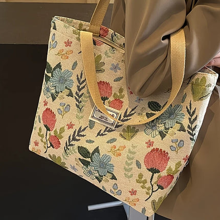 حقيبة كتف بنقوش ملونة وجيوب متعددة