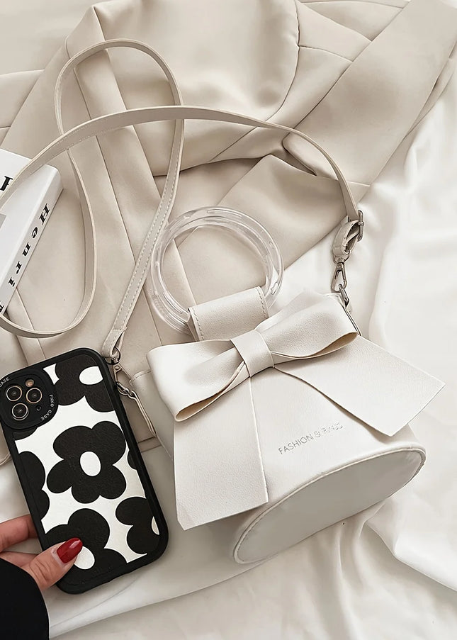 حقيبة يد وكتف بحزام قابل للفصل وفيونكة