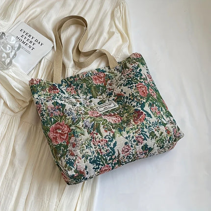 حقيبة كتف بنقوش ملونة وجيوب متعددة