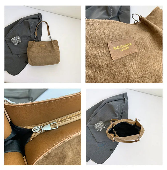 حقيبة كتف نسائية بجلد شامواه ناعم