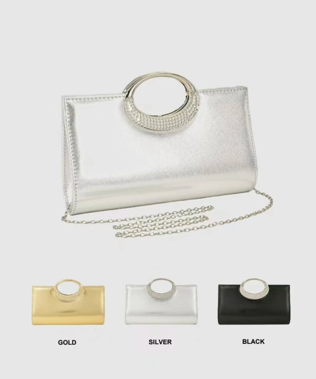 حقيبة كف صلبة بمقبض علوي لامع