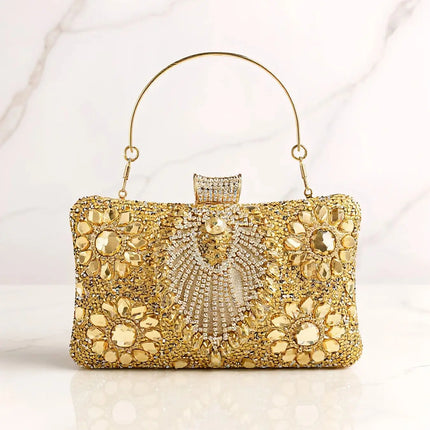 حقيبة كف للحفلات بزهرة بارزة