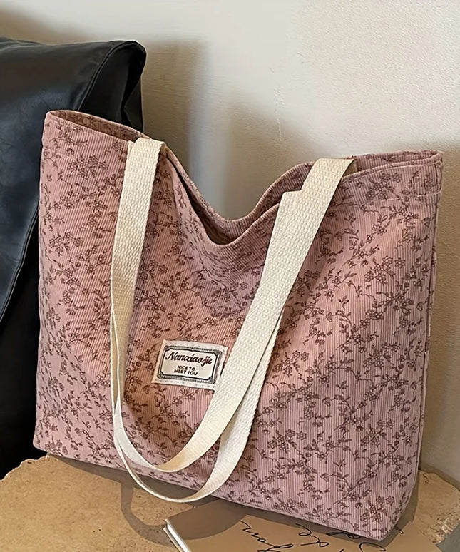 حقيبة كتف بنقوش ملونة وجيوب متعددة