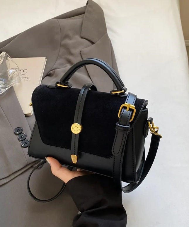 حقيبة يد وكتف بحزام قابل للتعديل وغطاء قلاب