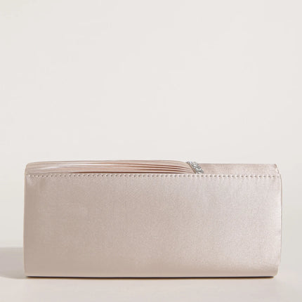 حقيبة كف ساتان بغطاء مرصع للمناسبات