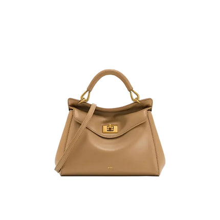 حقيبة كتف جلدية ناعمة بمشبك قفل