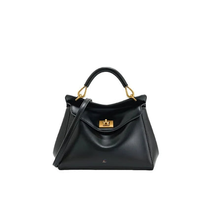 حقيبة كتف جلدية ناعمة بمشبك قفل