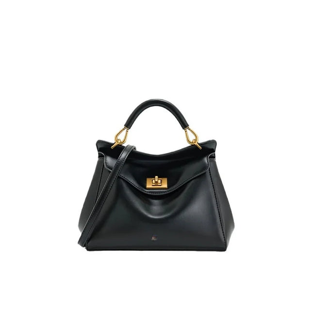 حقيبة كتف جلدية ناعمة بمشبك قفل