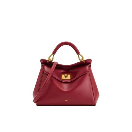 حقيبة كتف جلدية ناعمة بمشبك قفل