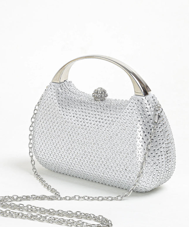 حقيبة كف مرصعة بالكامل بأحجار لامعة