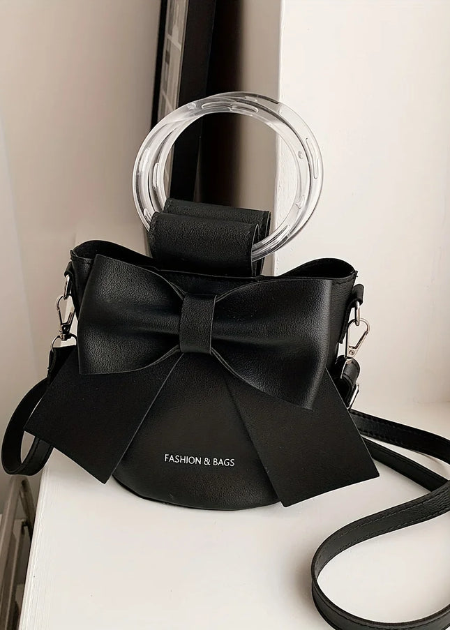 حقيبة يد وكتف بحزام قابل للفصل وفيونكة