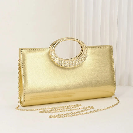 حقيبة كف صلبة بمقبض علوي لامع