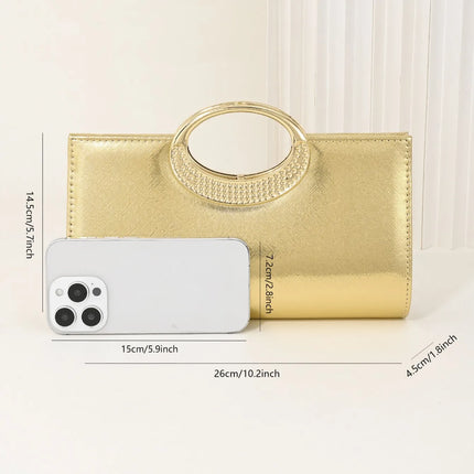 حقيبة كف صلبة بمقبض علوي لامع