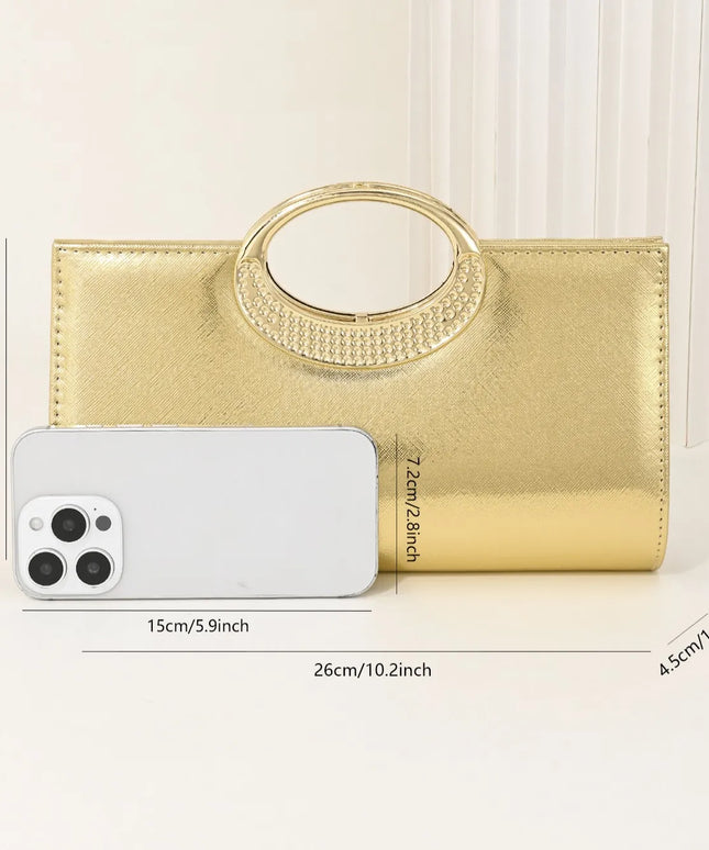 حقيبة كف صلبة بمقبض علوي لامع