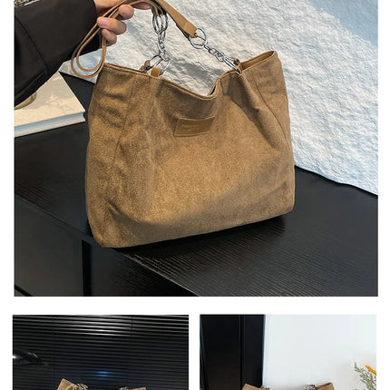 حقيبة كتف نسائية بجلد شامواه ناعم