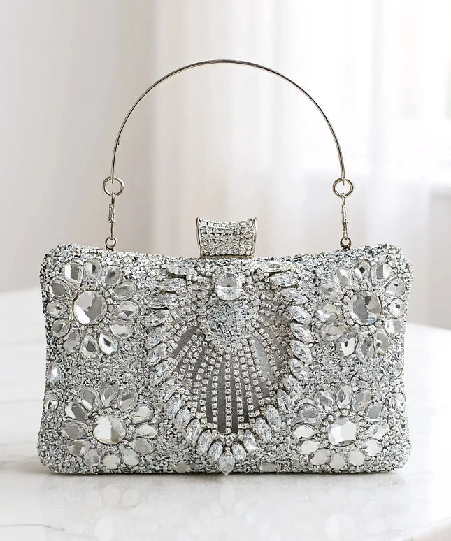 حقيبة كف للحفلات بزهرة بارزة