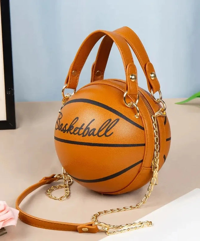 حقيبة يد وكتف بشكل كرة سلة بسلسلة معدنية