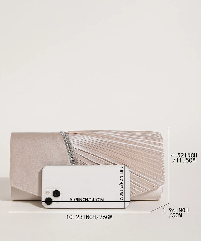 حقيبة كف ساتان بغطاء مرصع للمناسبات