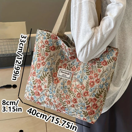 حقيبة كتف بنقوش ملونة وجيوب متعددة