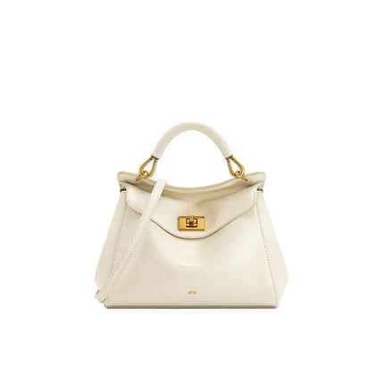 حقيبة كتف جلدية ناعمة بمشبك قفل