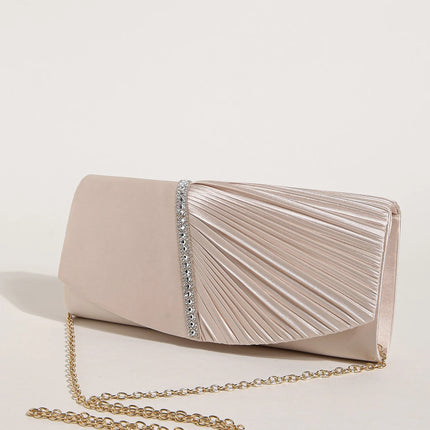 حقيبة كف ساتان بغطاء مرصع للمناسبات