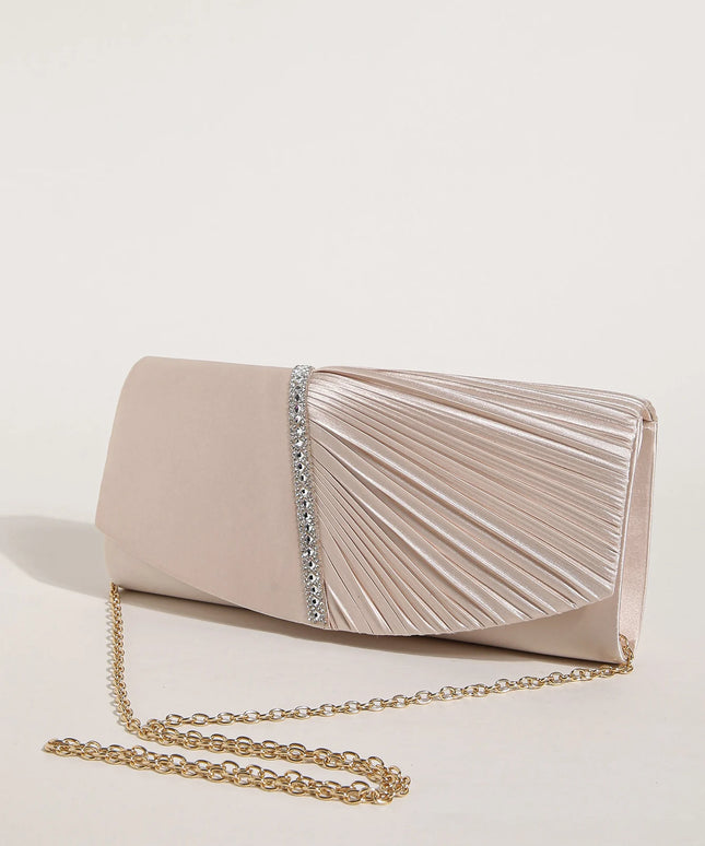 حقيبة كف ساتان بغطاء مرصع للمناسبات