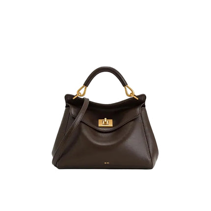 حقيبة كتف جلدية ناعمة بمشبك قفل