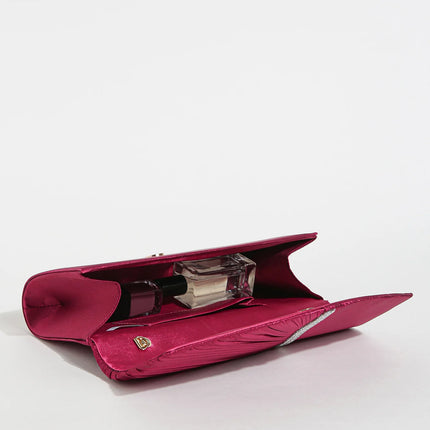 حقيبة كف ساتان بغطاء مرصع للمناسبات